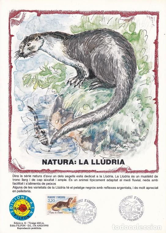 Selos: Andorra 1990 N&ordm; 11 Tirada 400 - Natura : La Ll&uacute;dria - Protecci&oacute;n de la Naturaleza - La nutria Lutra