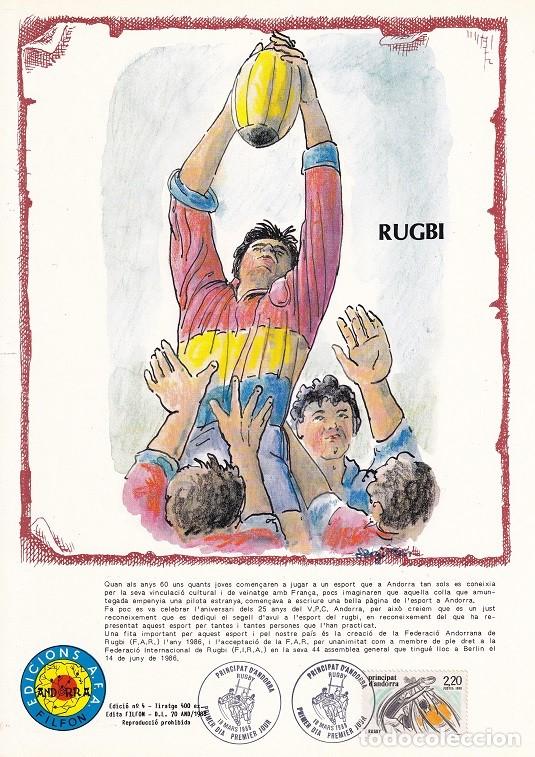 Francobolli: Andorra 1988 N&ordm; 4 Tirada 400 - Rugbi - Deportes - Rugby - F.A.R. Federaci&oacute; Andorrana de Rugbi