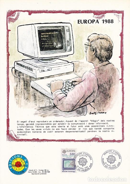 Francobolli: Andorra 1988 N&ordm; 7 Tirada 400 Europa - Informaci&oacute;n tur&iacute;stica por ordenador Transportes comunicaciones