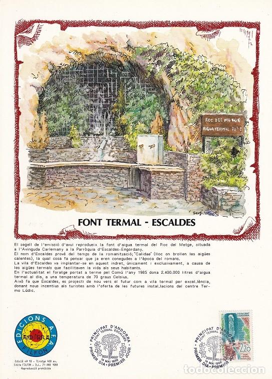 Timbres: Andorra 1988 N&ordm; 10 Tirada 400 - Font termal Escaldes - Termalismo en Andorra - La fuente de Escaldes