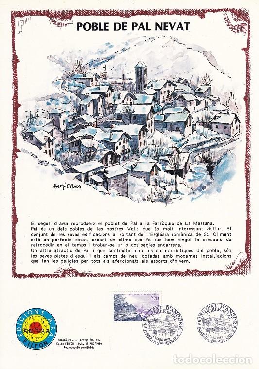 Timbres: Andorra 1989 N&ordm; 2 Tirada 400 - Poble de Pal nevat - Turismo - Pal en invierno - Parr&ograve;quia La Massana
