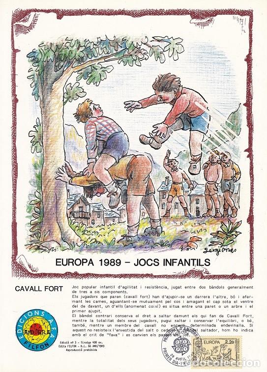 Timbres: Andorra 1989 N&ordm; 3 Tirada 400 - Europa - Jocs infantils - Cavall Fort - Juegos infantiles - El burro