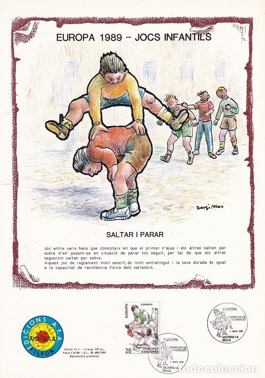 Timbres: Andorra 1989 N&ordm; 5 Tirada 400 - Europa - Jocs infantils - Saltar i parar - Juegos infantiles - Burro