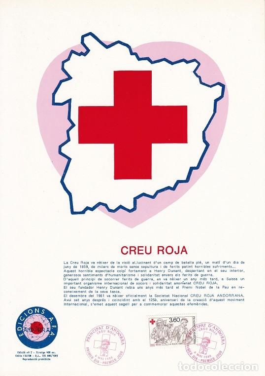Stamps: Andorra 1989 N&ordm; 7 Tirada 400 - Creu Roja - Cruz Roja - Soldados heridos - Henry Dunant (fundador)