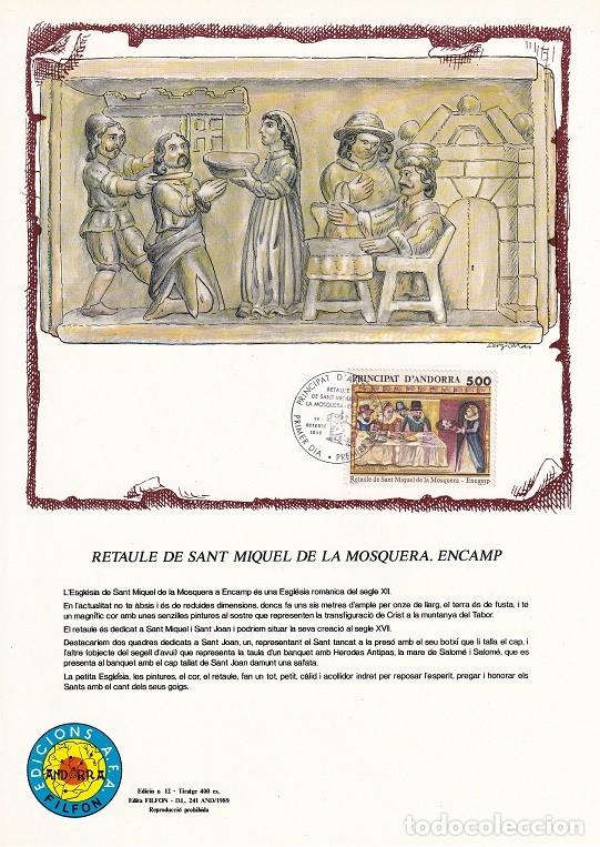 Selos: Andorra 1989 N&ordm; 12 Tirada 400 - Retaule de Sant Miquel de La Mosquera - Encamp - Pintura - Retablo