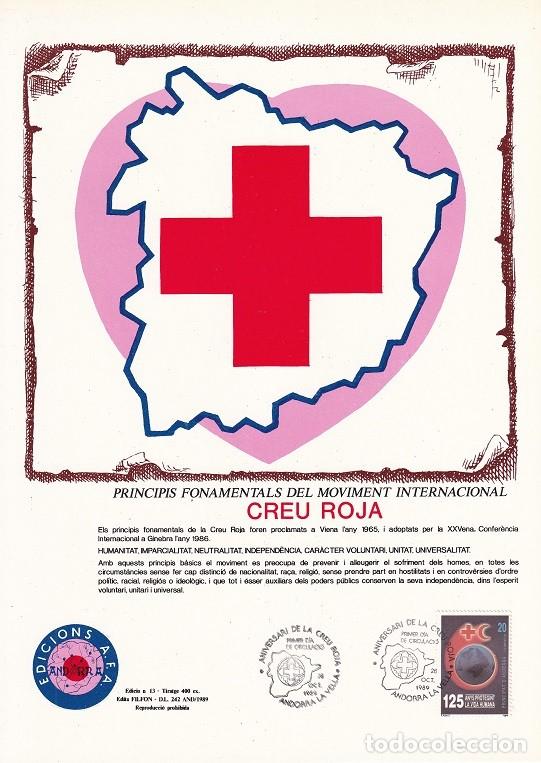 Selos: Andorra 1989 N&ordm; 13 Tirada 400 - Creu Roja - Principis fonamentals del Moviment Internacional