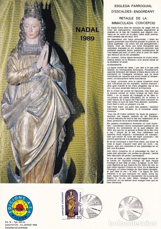 Selos: Andorra 1989 N&ordm; 15 Tirada 400 - Nadal Navidad - Esglesia Parroquial d' Escaldes Engordany - Retaule