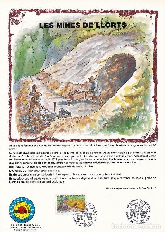 Selos: Andorra 1990 N&ordm; 3 Tirada 400 - Les mines de Llorts - Las minas de Llorts - Font antiga ferruginosa