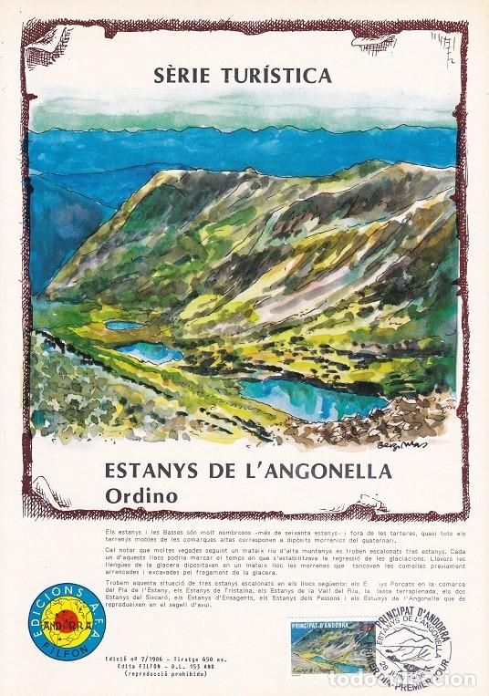 Selos: Andorra 1986 N&ordm; 7 Tirada 650 - S&egrave;rie tur&iacute;stica - Estanys de l'Angonella - Ordino - Lago de Angonella
