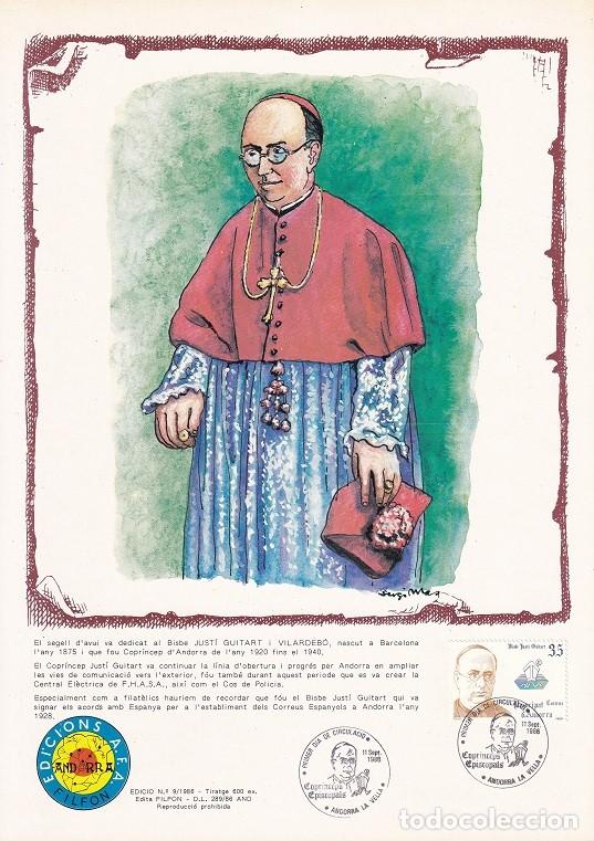 Selos: Andorra 1986 N&ordm; 9 Tirada 600 - Justino Guitart y Villardeb&oacute; (1875 - 1940) - Copr&iacute;ncipes de Andorra