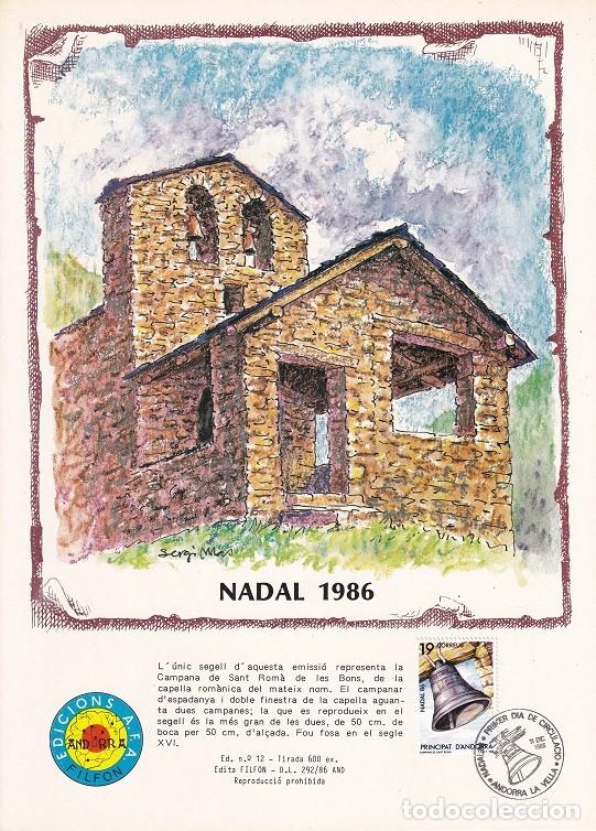 Selos: Andorra 1986 N&ordm; 12 Tirada 600 - Nadal Navidad 86 - Campana de Sant Rom&agrave; de les Bons Capella rom&agrave;nica