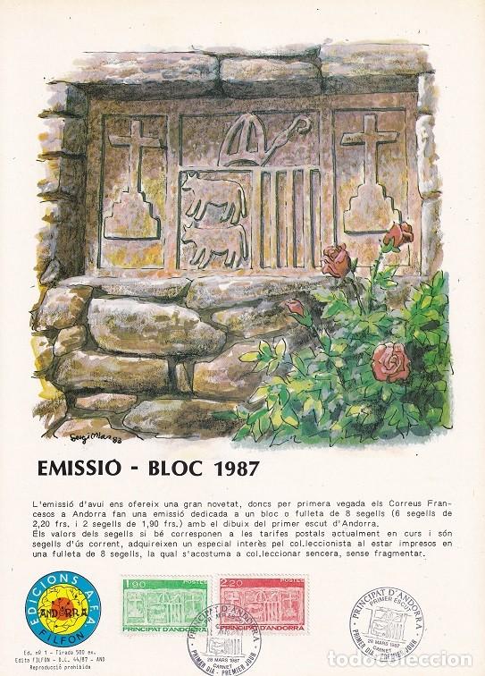 Selos: Andorra 1987 N&ordm; 1 Tirada 500 - Emissi&oacute; bloc Serie b&aacute;sica - Escudo primitivo de los Valles de Andorra