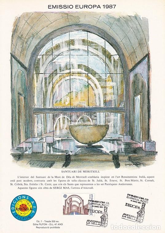 Timbres: Andorra 1987 N&ordm; 7 Tirada 500 - Santuario de Meritxell - Europa - Arquitectura moderna - Mare de D&eacute;u