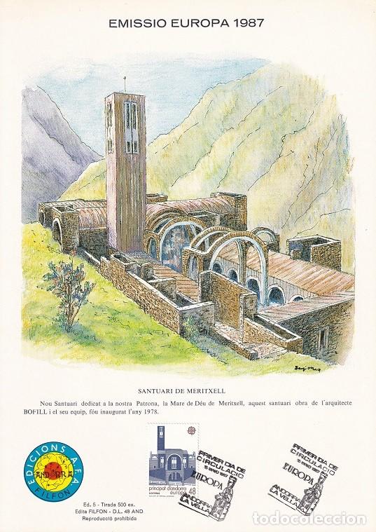 Timbres: Andorra 1987 N&ordm; 5 Tirada 500 - Santuario de Meritxell - Europa Arquitectura moderna - Vista exterior