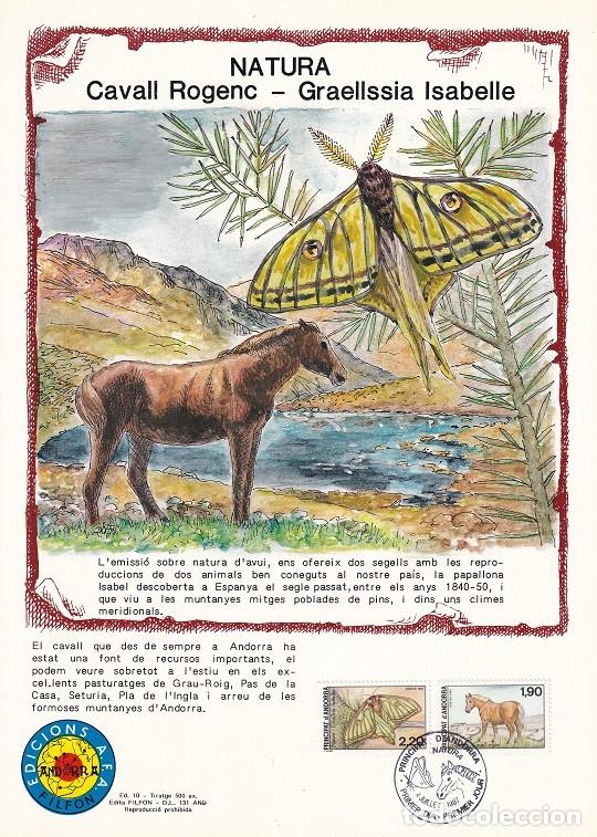 Timbres: Andorra 1987 N&ordm; 10 Tirada 500 - Natura - Cavall Rogenc - Graellssia Isabelle - Pasturatges Grau-Roig
