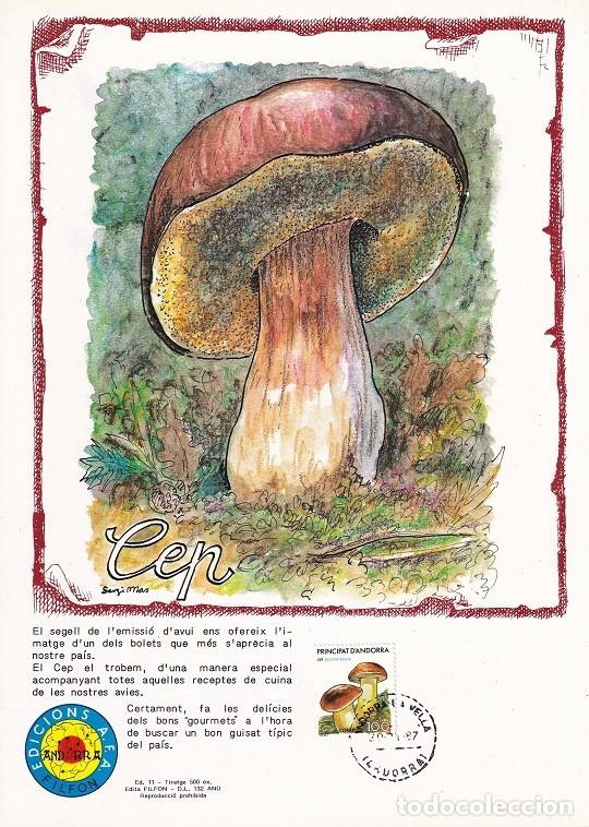 Sellos: Andorra 1987 N&ordm; 11 Tirada 500 - Bolet - Cep - Setas - Hongo blanco - Boletus edulis - Gourmet