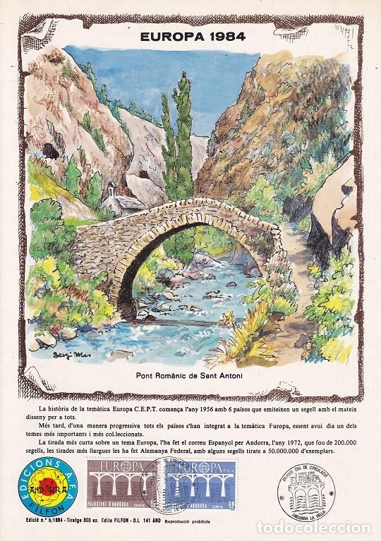 Selos: Andorra 1984 N&ordm; 5 Tirada 800 - Dise&ntilde;o com&uacute;n Puentes - Europa - Pont Rom&agrave;nic de Sant Antoni