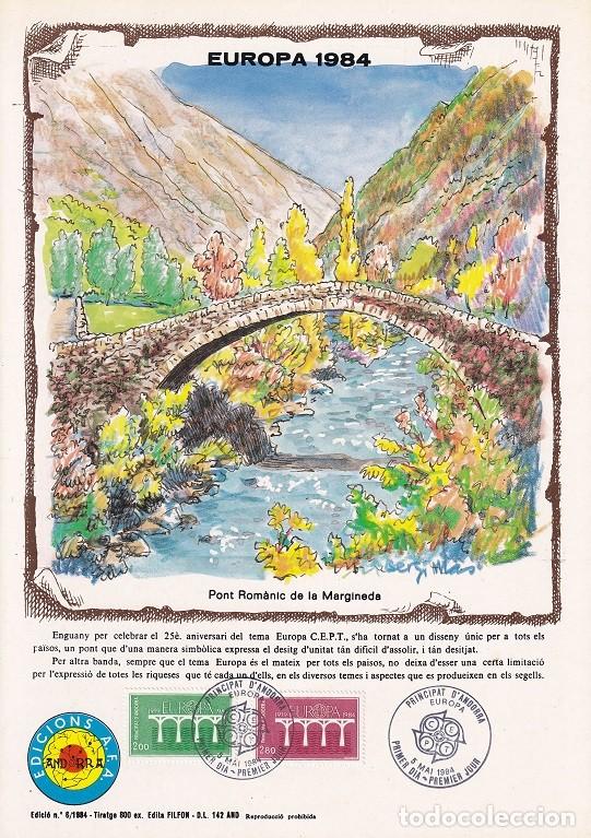 Selos: Andorra 1984 N&ordm; 6 Tirada 800 - Dise&ntilde;o com&uacute;n Puentes - Europa - Pont Rom&agrave;nic de la Margineda