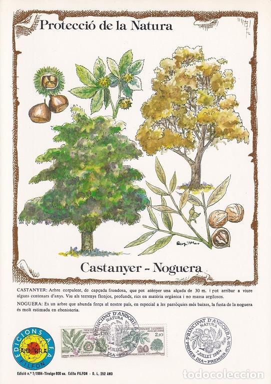Selos: Andorra 1984 N&ordm; 7 Tirada 800 - Protecci&oacute; de la Natura Castanyer i Noguera - Casta&ntilde;ero y Nogal
