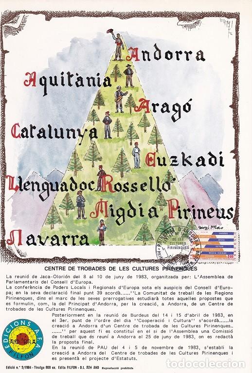 Briefmarken: Andorra 1984 N&ordm; 9 Tirada 800 - Centre de Trobades de les cultures pirenenques - Centro de encuentro