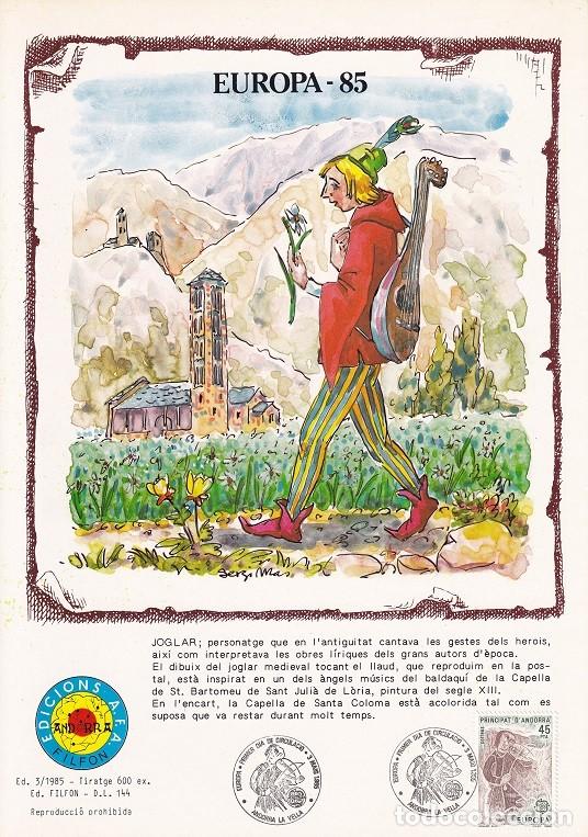 Stamps: Andorra 1985 N&ordm; 3 Tirada 600 - Europa 85 - Joglar - Juglar del siglo XII - La Cortinada
