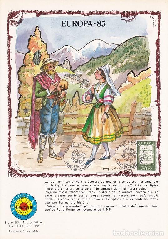 Stamps: Andorra 1985 N&ordm; 4 Tirada 600 - Europa 85 A&ntilde;o de la m&uacute;sica - Partitura &oacute;pera El val d&acute;Andorra La Vall