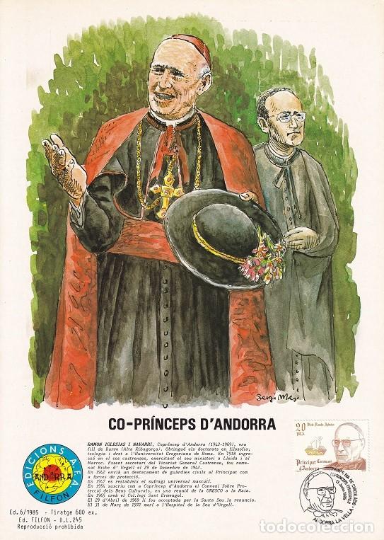 Stamps: Andorra 1985 N&ordm; 6 Tirada 600 - Co-pr&iacute;nceps d'Andorra - Copr&iacute;ncipes Andorra Ram&oacute;n Iglesias y Navarri