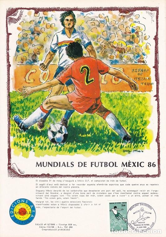 Selos: Andorra 1986 N&ordm; 6 Tirada 650 - Mundials de F&uacute;tbol M&egrave;xic 86 - Campeonato Mundial de f&uacute;tbol M&eacute;xico 86