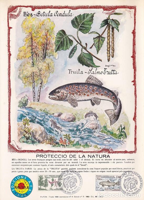 Stamps: Andorra 1983 N&ordm; 2 Tirada 1000 - Protecci&oacute; de la Natura - Naturaleza - Abedul - Trucha - B&egrave;s - Truita