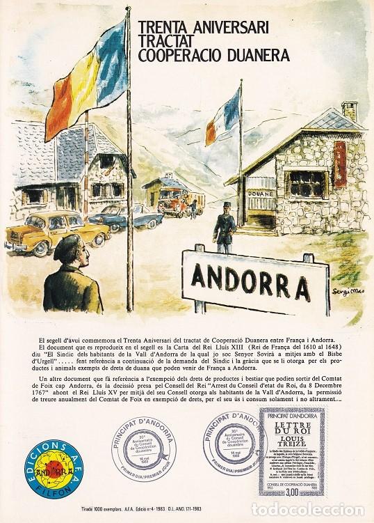 Stamps: Andorra 1983 N&ordm; 4 Tirada 1000 - Trenta aniversari Tractat Cooperaci&oacute; duanera - Carta Lu&iacute;s XIII extr.