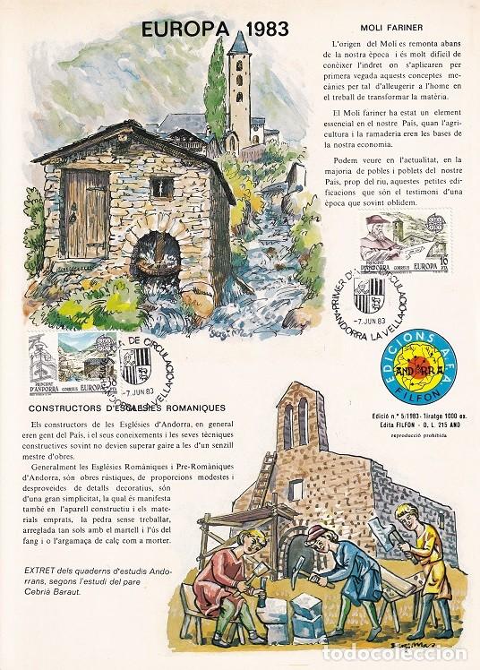 Stamps: Andorra 1983 N&ordm; 5 Tirada 1000 - Europa - Iglesias rom&aacute;nicas - Molino hidr&aacute;ulico - Mol&iacute; fariner - Con