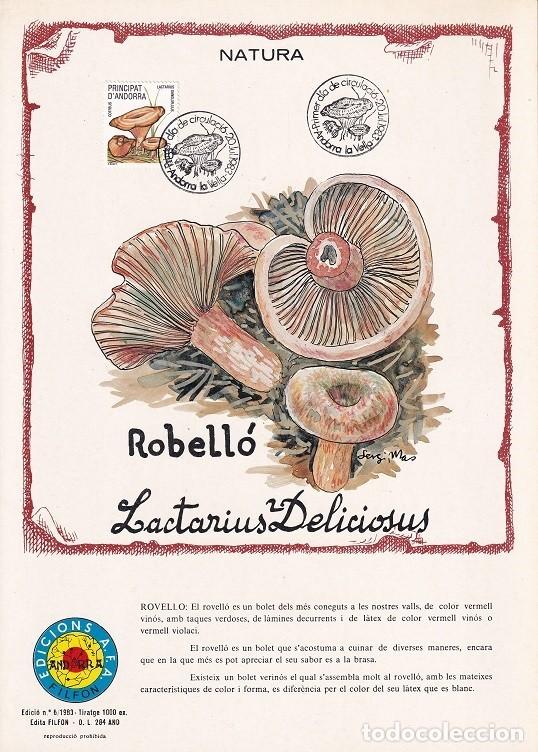 Stamps: Andorra 1983 N&ordm; 6 Tirada 1000 - Natura - Robell&oacute; Lactarius Deliciosus - Setas N&iacute;scalo Lactarius sa..