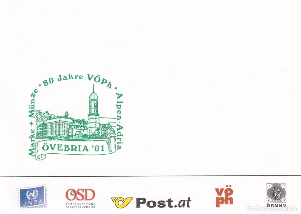Sellos: Tarjeta Austria 2001 - Exposici&oacute;n Filat&eacute;lica &Ouml;VEBRIA '01 - 80 Aniversario de la V&Ouml;Ph