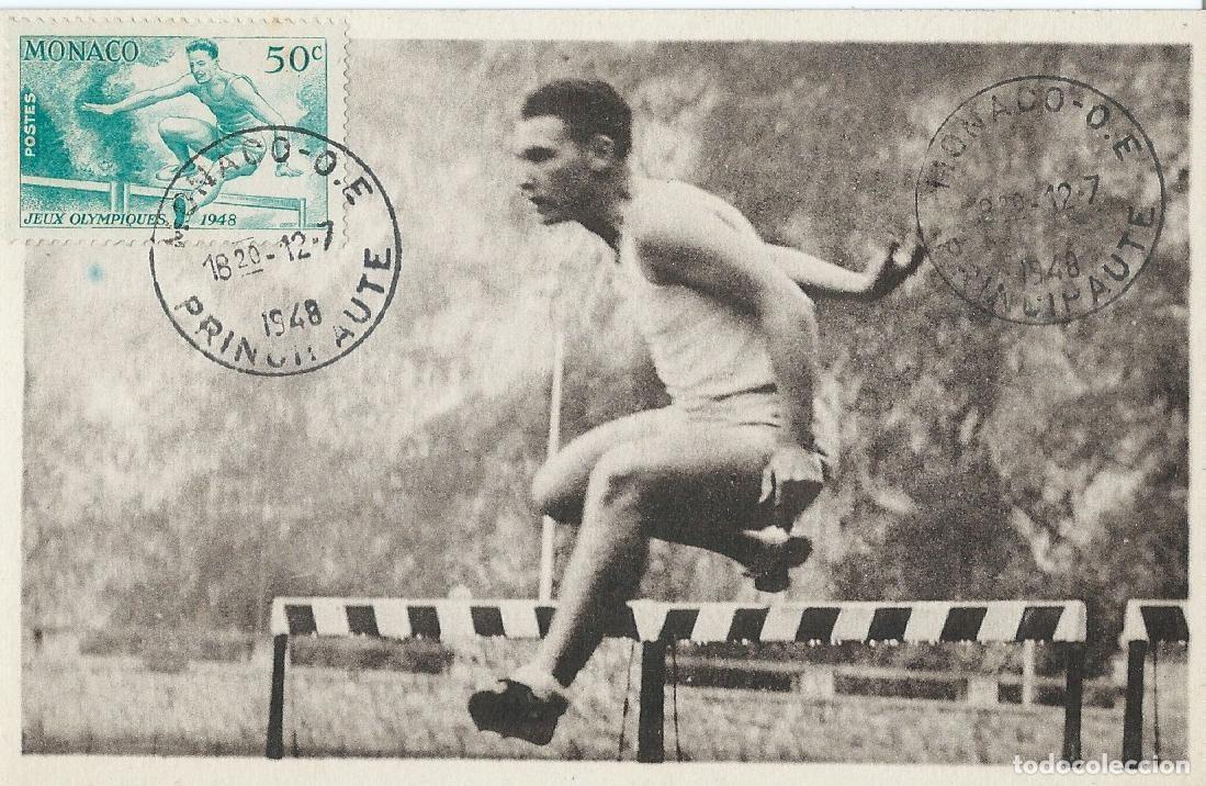Sellos: 1948. M&Oacute;NACO. M&Aacute;XIMA/MAXIMUM CARD. JJ. OO. LONDRES. ATLETISMO/ATHLETICS. YT 319. DEPORTES/SPORTS.