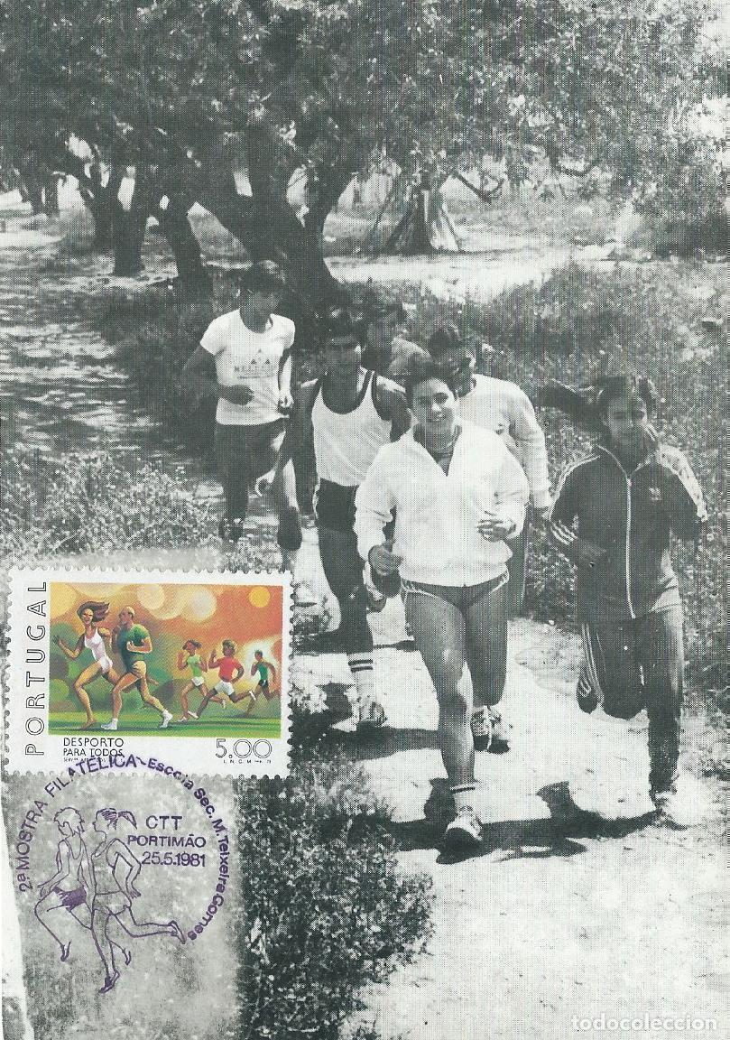 Sellos: 1981. PORTUGAL. M&Aacute;XIMA/MAXIMUM CARD. ATLETISMO/ATHLETICS CARRERAS/RACING. YT 1387. DEPORTES/SPORTS.