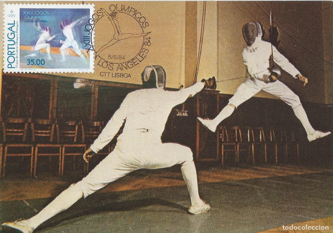 Sellos: 1984. PORTUGAL. M&Aacute;XIMA/MAXIMUM CARD. ESGRIMA/FENCING. JJ. OO. LOS ANGELES. YT 1614. DEPORTES/SPORTS.