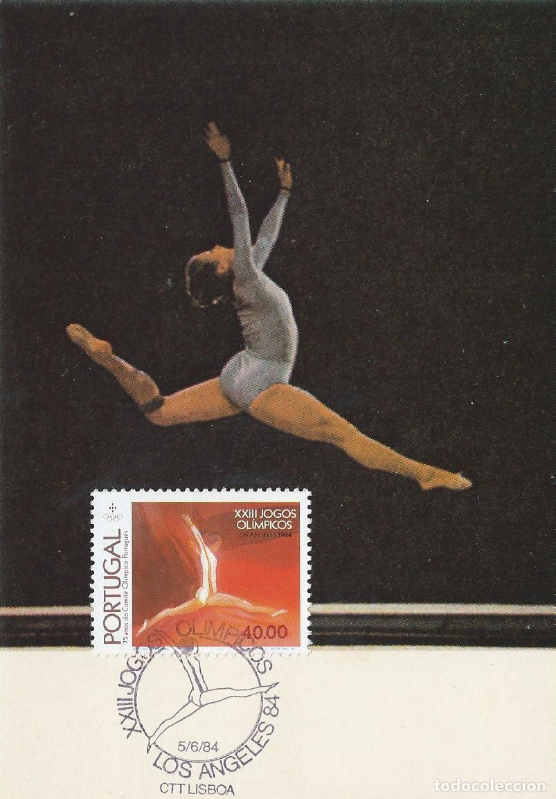 Sellos: 1984. PORTUGAL. M&Aacute;XIMA/MAXIMUM CARD. GIMNASIA. JJ. OO. LOS ANGELES. YT 1615. DEPORTES/SPORTS.