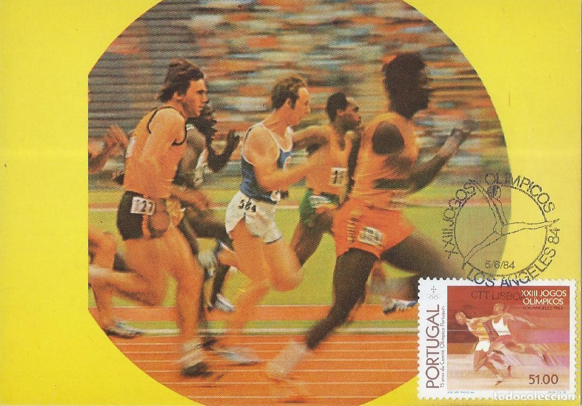 Sellos: 1984. PORTUGAL. M&Aacute;XIMA/MAXIMUM CARD. ATLETISMO. JJ. OO. LOS ANGELES. YT 1616. DEPORTES/SPORTS.