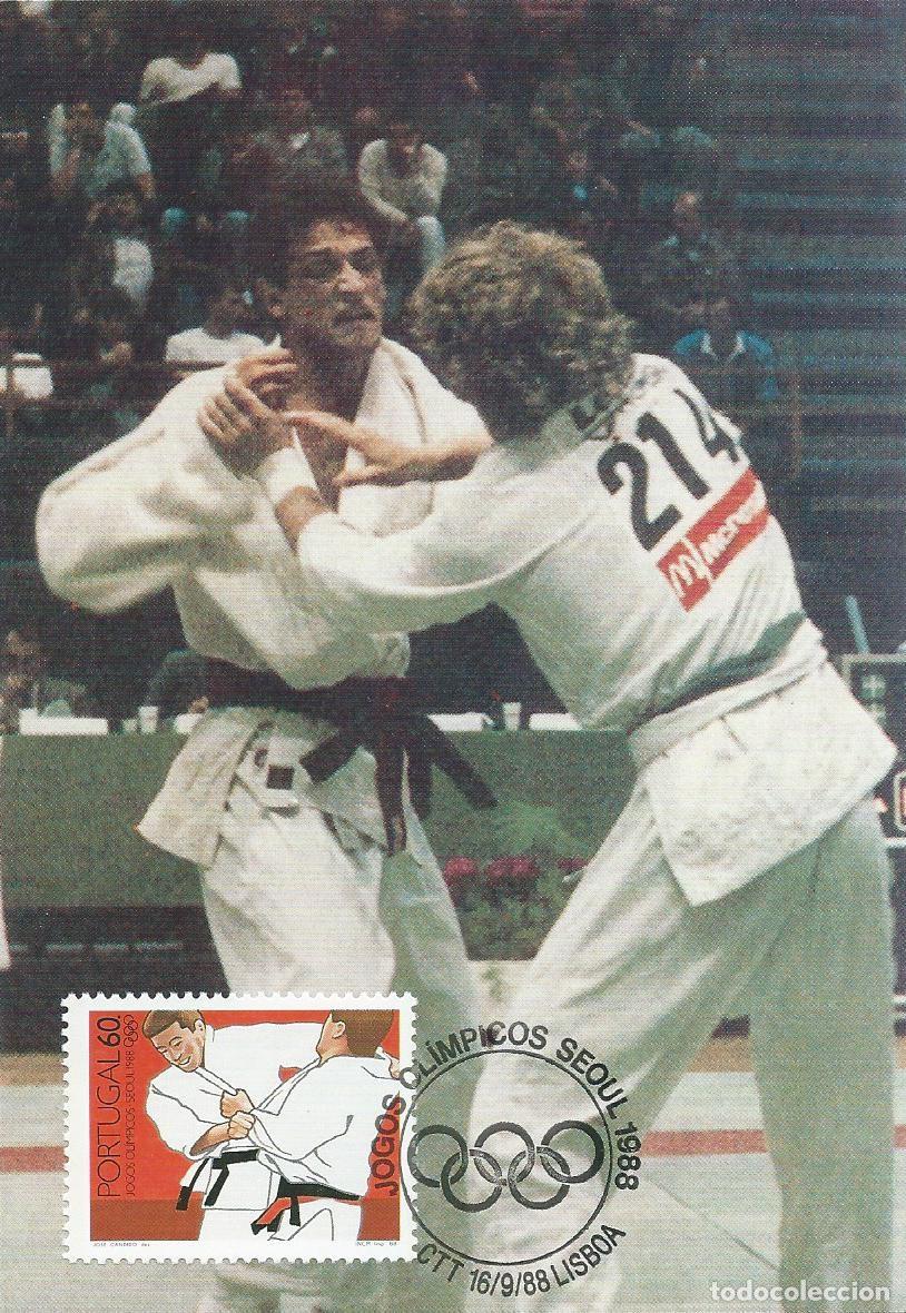 Sellos: 1988. PORTUGAL. M&Aacute;XIMA/MAXIMUM CARD. JUDO. JJ. OO. SE&Uacute;L. YT 1742. DEPORTES/SPORTS.