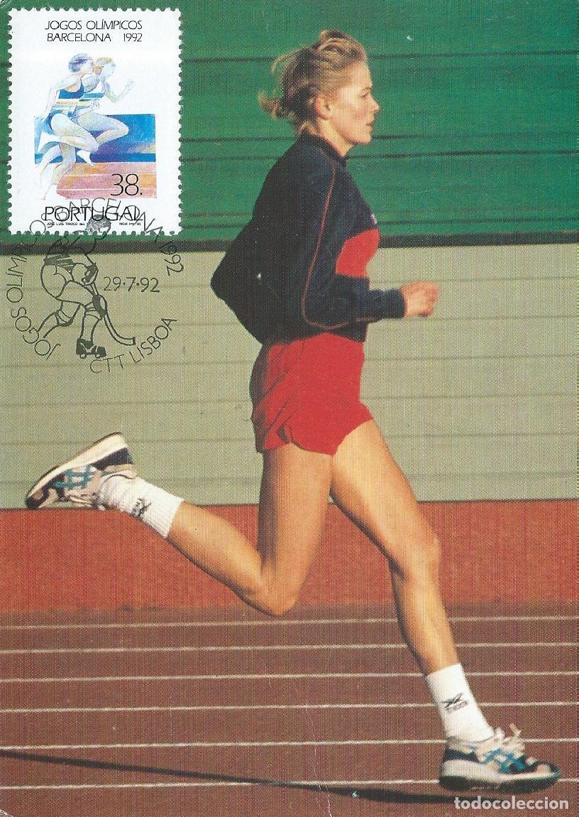 Sellos: 1992. PORTUGAL. M&Aacute;XIMA/MAXIMUM CARD ATLETISMO/ATHLETICS. JJ. OO. BARCELONA. YT 1914. DEPORTES/SPORTS