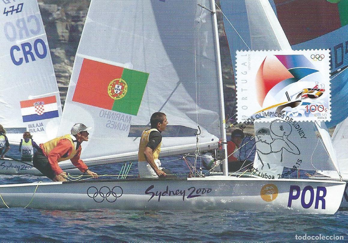 Sellos: 2000. PORTUGAL. M&Aacute;XIMA/MAXIMUM CARD. VELA/YACHTING. JJ. OO. SIDNEY. YT 2439. DEPORTES/SPORTS.
