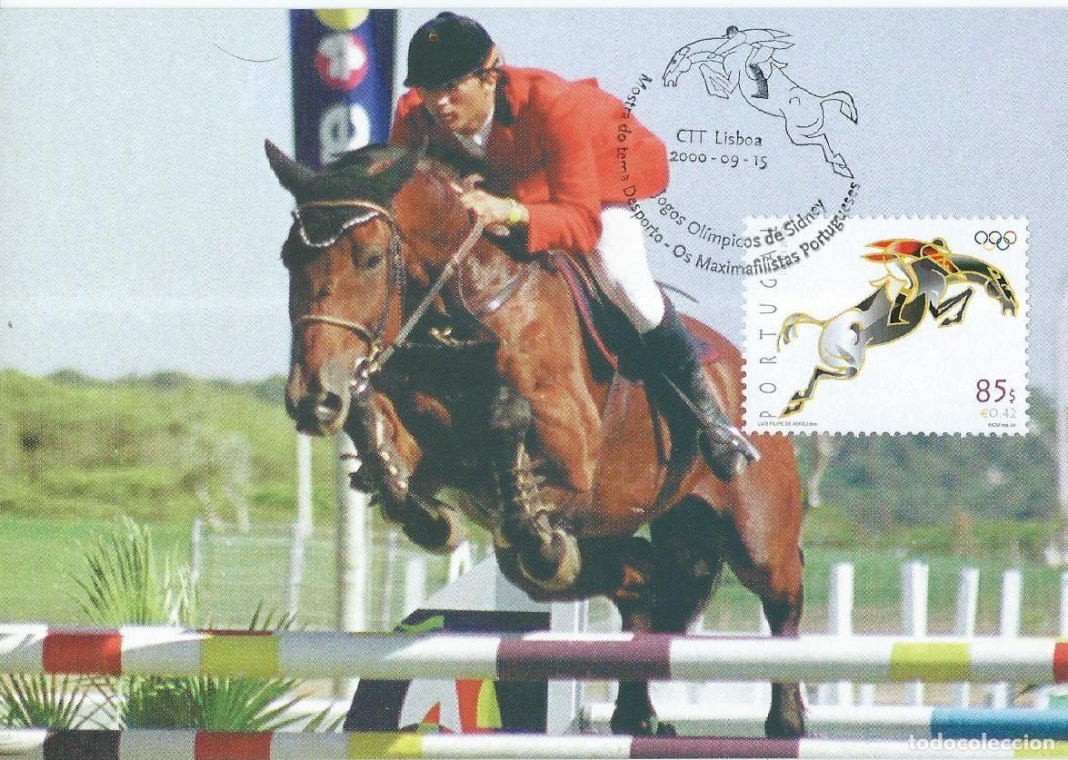 Sellos: 2000. PORTUGAL. M&Aacute;XIMA/MAXIMUM CARD. H&Iacute;PICAS/EQUESTRIAN. JJ. OO. SIDNEY. YT 2438. DEPORTES/SPORTS.