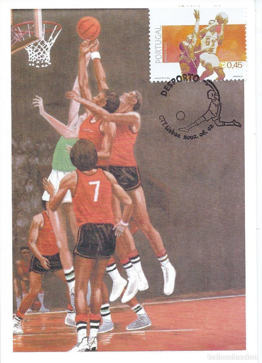 Sellos: 2002. PORTUGAL. M&Aacute;XIMA/MAXIMUM CARD. BALONCESTO/BASKETBALL. YVERT 2584. DEPORTES/SPORTS.
