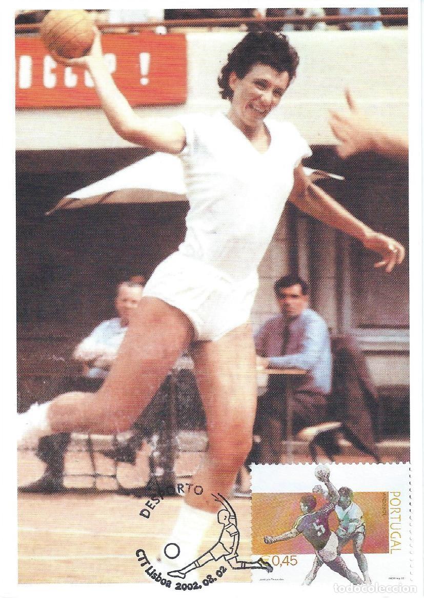 Sellos: 2002. PORTUGAL. M&Aacute;XIMA/MAXIMUM CARD. BALONMANO/HANDBALL. YVERT 2585. DEPORTES/SPORTS.