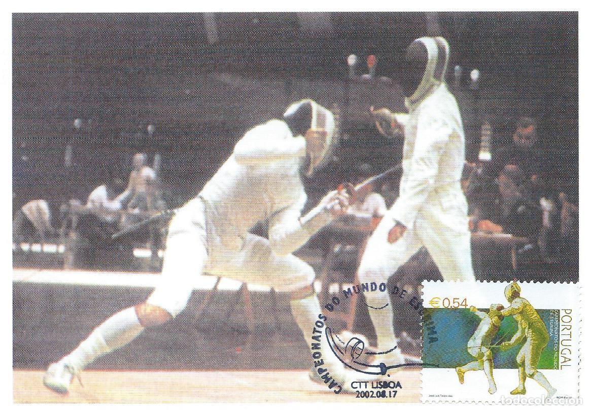 Sellos: 2002. PORTUGAL. M&Aacute;XIMA/MAXIMUM CARD. ESGRIMA/FENCING. YVERT 2587. DEPORTES/SPORTS.