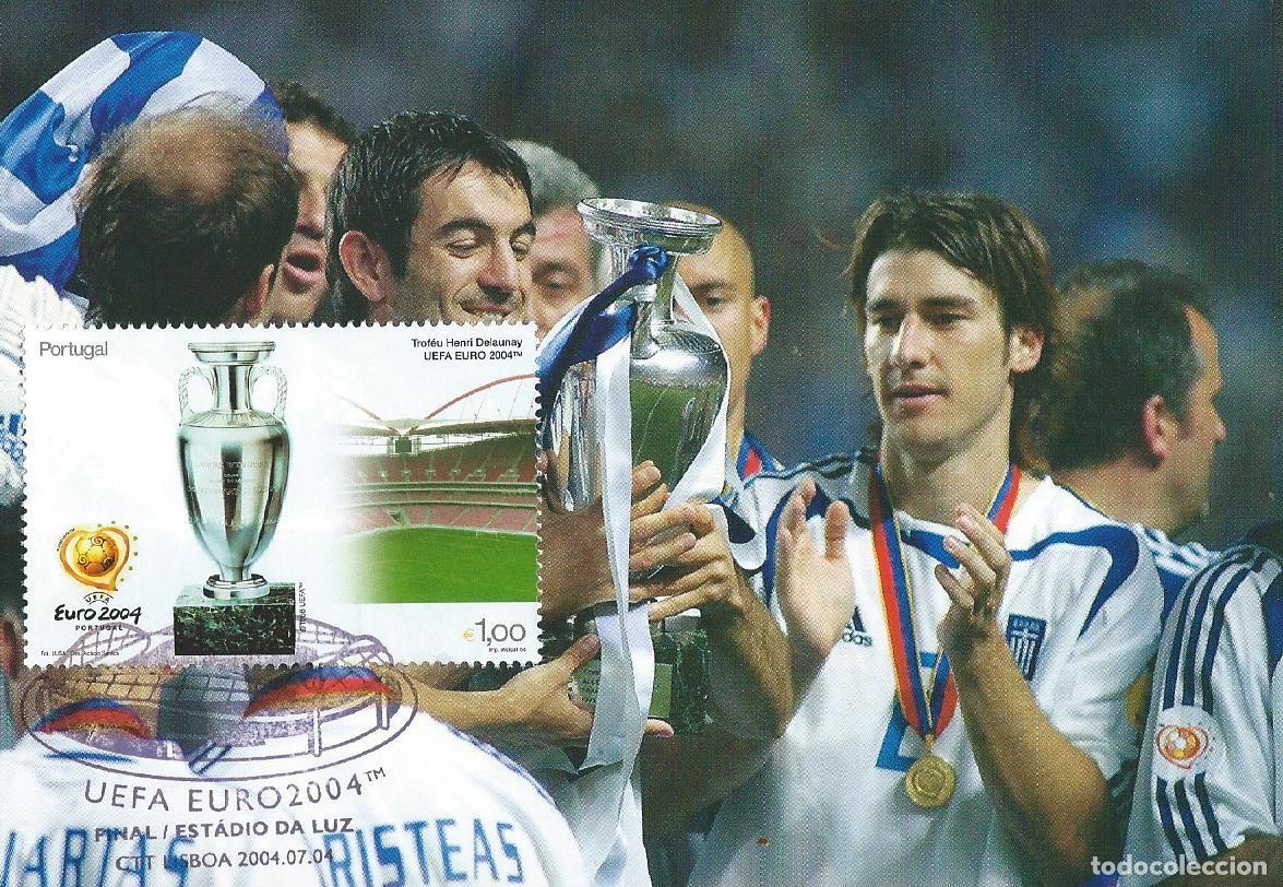 Sellos: 2004. PORTUGAL. M&Aacute;XIMA/MAXIMUM CARD. F&Uacute;TBOL/FOOTBALL. EUROCOPA'2004. YT 2810. DEPORTES/SPORTS.