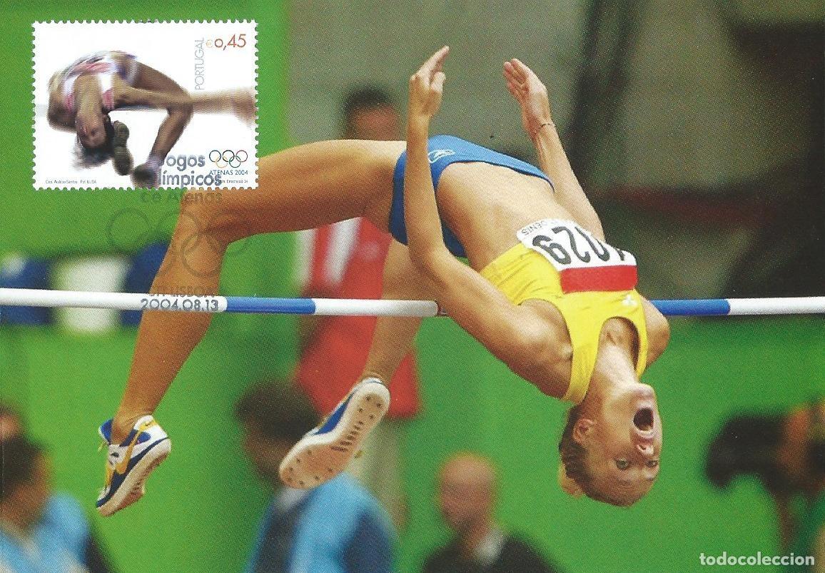 Sellos: 2004. PORTUGAL. M&Aacute;XIMA/MAXIMUM CARD. ATLETISMO/ATHLETICS. YT 2822. JJ. OO. ATENAS. DEPORTES/SPORTS.
