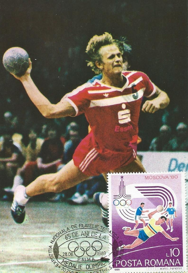 Sellos: 1989. RUMANIA/ROMANIA. M&Aacute;XIMA/MAXIMUM CARD. BALONMANO/HANDBALL. YVERT 3293. DEPORTES/SPORTS.