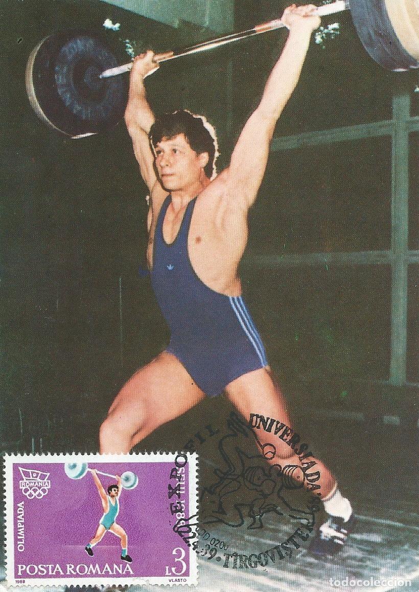 Sellos: 1989. RUMANIA/ROMANIA. M&Aacute;XIMA/MAXIMUM CARD. HALTEROFILIA/WEIGHTLIFTING. YT 3816. DEPORTES/SPORTS.