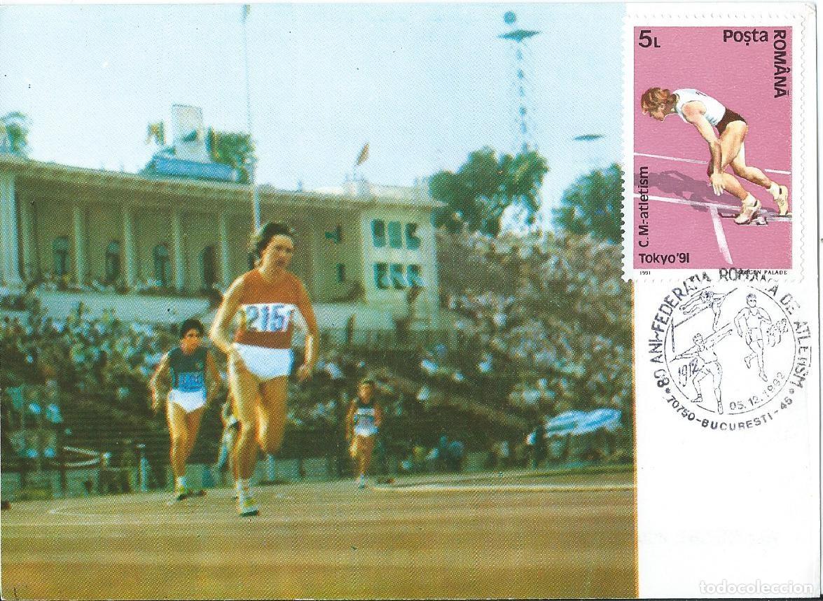 Sellos: 1992. RUMANIA/ROMANIA. M&Aacute;XIMA/MAXIMUM CARD. ATLETISMO/ATHLETICS. CARRERAS. YT 3963. DEPORTES/SPORTS.
